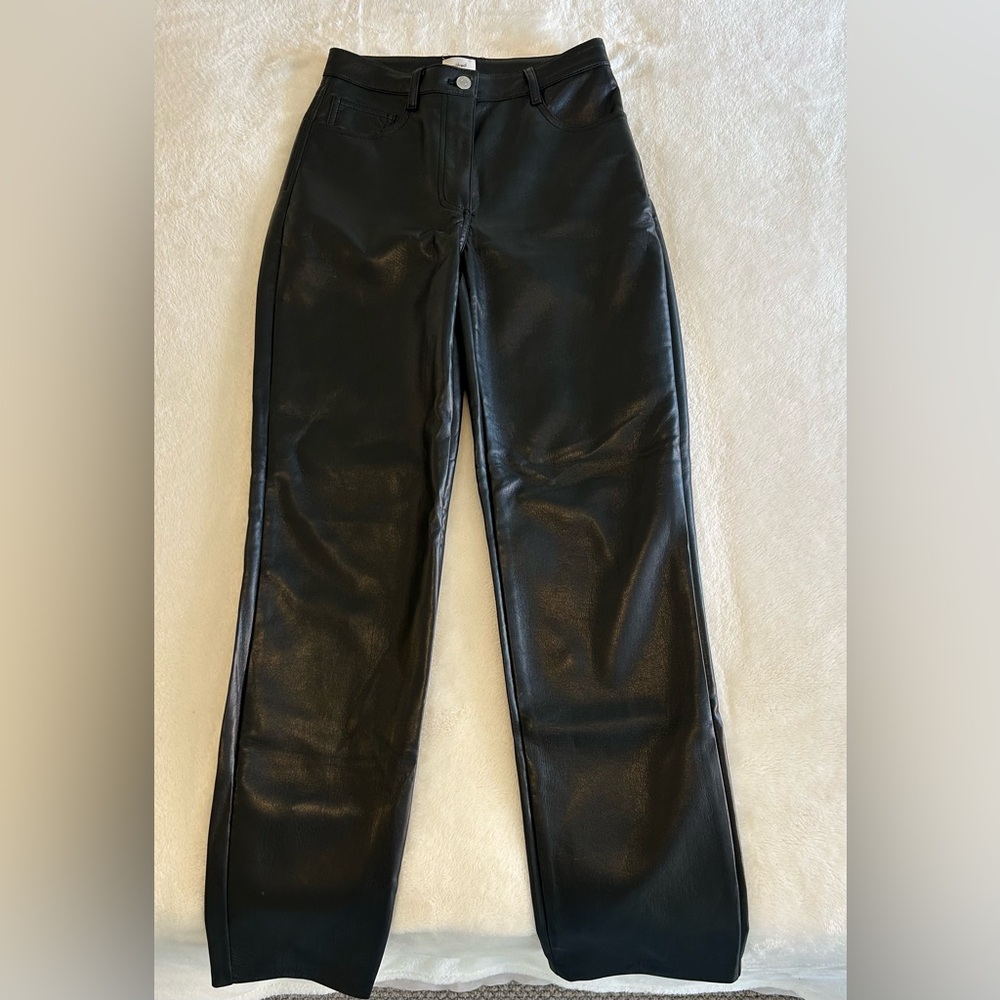 Aritzia Wilfred Black Leather-Style Pants